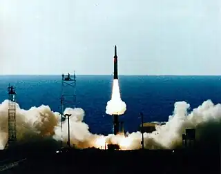 Test of an Arrow 2 missile at Palmachim launchpad in 1996