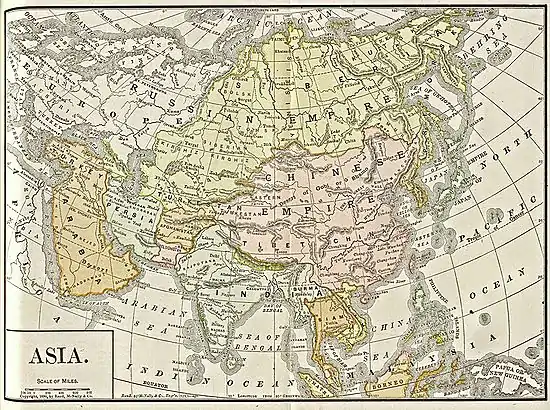 Map of Asia, 1892