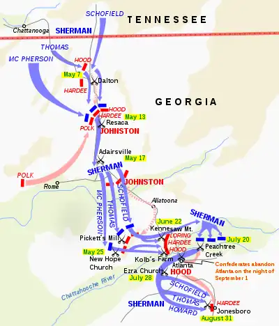 Map of the Atlanta campaign