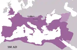 Expanse of the Roman Empire during Marcus Aurelius's reign