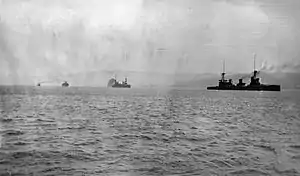 Image 77The Australian squadron entering Simpson Harbour, Rabaul, September 1914 (from History of the Royal Australian Navy)