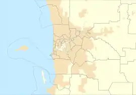 A map of Perth, Australia, with a mark indicating the location of Thomsons Lake