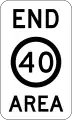 Restricted speed area ends sign