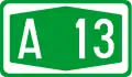 A13 motorway shield