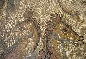 Detail of a fragment of the Mosaic of the triumph of Neptune, Gallo-Roman period