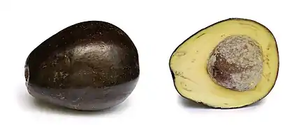 A cross section of an avocado