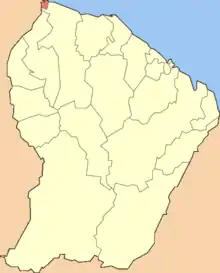 Location of the commune (in red) within French Guiana