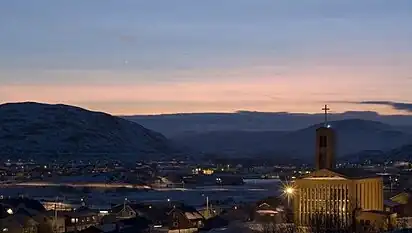 View of Båtsfjord Church within Båtsfjord