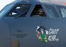 The exterior of a B-52 cockpit.