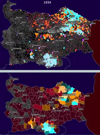 Distribution of Turks according to the 1934 census