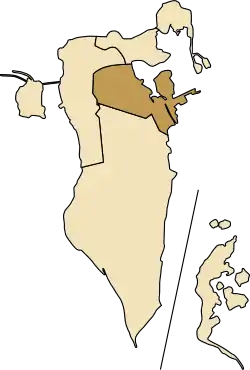 Map of Bahrain showing Central Governorate