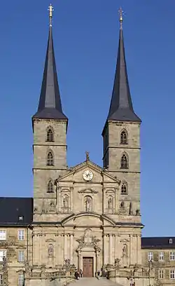 Facade of the monastery church St. Michael in Bamberg by Leonhard Dientzenhofer