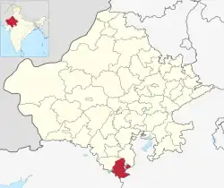 Location of Banswara district in Rajasthan