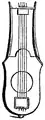 Barbitos in Nordisk familjebok (1904–1926). This lyre has features not seen in ancient artwork of lyres, especially the large circular soundhole.