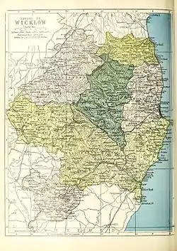 Baronies of County Wicklow. Ballinacor North is shaded green.