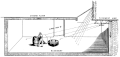 Diagram of a stall-board prism light. This system can also daylight a basement without a hollow sidewalk.