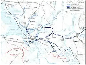 Map depicting the Battle for Carentan