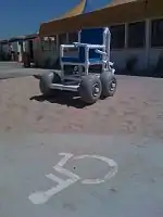 A beach wheelchair at a public beach in the Netherlands