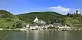 View from the Moselle's left bank of Beilstein and the Castle Metternich ruins