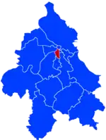 Location of Savski Venac within the city of Belgrade