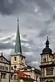 The bell tower of Saint Thomas' Church, Prague