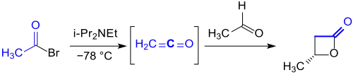 Synthese von β-Butyrolacton aus Keten über Acetylbromid-Route