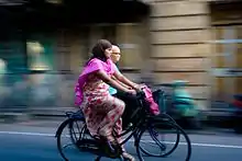 Two women on bicycles