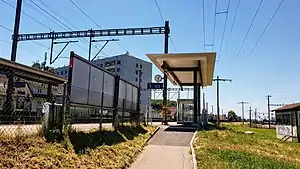 Station platform with canopy