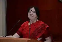 Bindu Bhatt in April 2018 at Gujarat Vishwakosh Trust