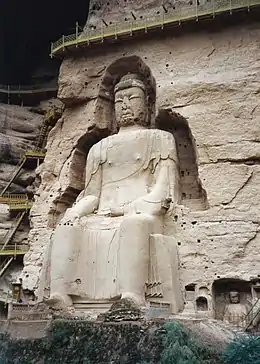 Monumental statue of Maitreya at Bingling Temple, China