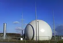 Spherical gas container.