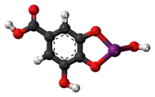 Ball-and-stick model of the bismuth subgallate molecule