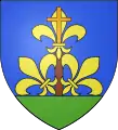 Arms of Camps-la-Source, Provence, featuring the Cross orange on the lilies of France.