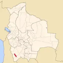 Location of the Enrique Baldivieso Province or San Agustín Municipality within Bolivia