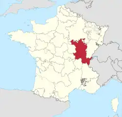 The Duchy of Burgundy within the map of France on the eve of the French Revolution.