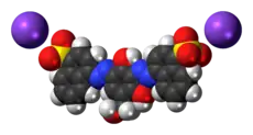 Space-filling models of the ions in Brown HT