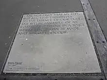 Words in concrete set into the footpath