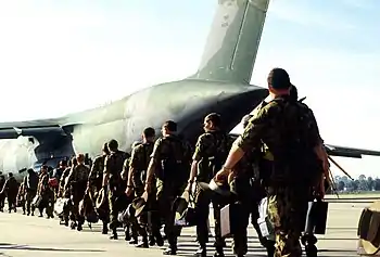 Image 44Australian engineers board the United States C-5 Galaxy aircraft which will transport them to Namibia (from History of the Australian Army)