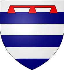 Shield shape showing alternating blue and silver horizontal stripes