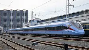 A test train stopped in the NRTTC. All new train models need to be examined in the NRTTC at Beijing Chaoyang railway station.