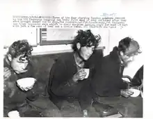 Kryuchkovsky, Poplavsky, Ziganshin consuming some soup and bread shortly after being rescued.