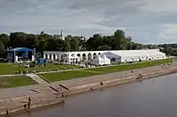 III International exhibition of calligraphy, exhibition pavilion on the bank oh the Volkhov river