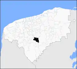 Location of Cantamayec in Yucatán