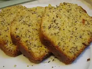 Caraway seed cake is a traditional British cake flavoured with caraway or other flavourful seeds. Caraway seeds have been long used in British cookery.