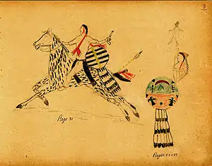 Work on Paper, by Arapaho painter, Carl Sweezy (1881–1953), 1904