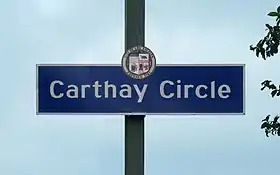 Carthay Circle neighborhood sign   located on Olympic Boulevard