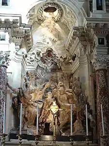 Detail of the retable – the stoning of Saint Stephen