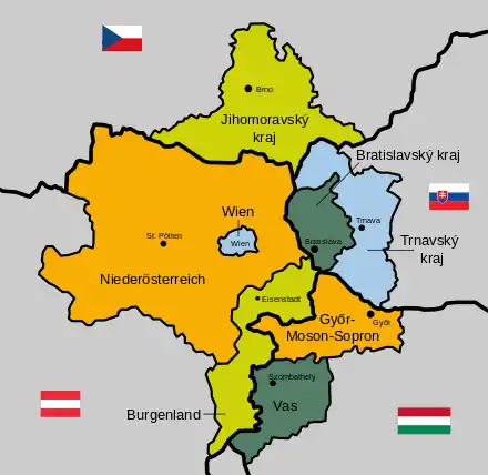 Centrope consists of regions that lie on either side of the northern and eastern borders of Austria