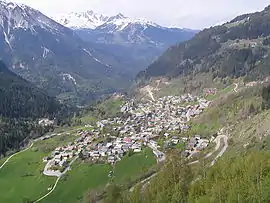 An aerial view of Champagny-en-Vanoise