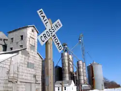 Grain elevators along the railroad in Chase.